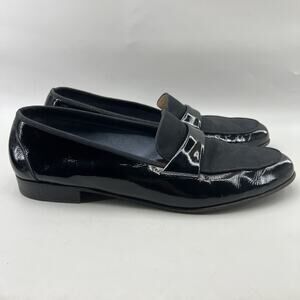 Salvatore Ferragamo Tuxedo Loafers Men Size 12 D Black Patent Leather Low Shoes